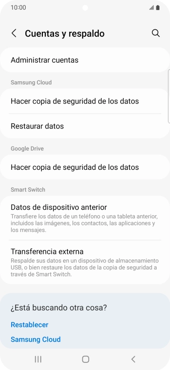 Pulsa Administrar cuentas.