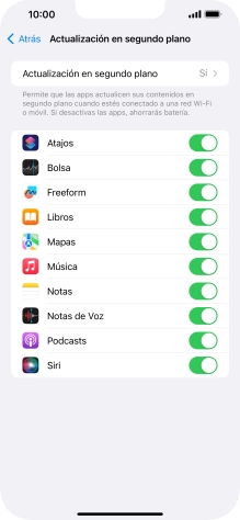 Pulsa Actualización en segundo plano.
