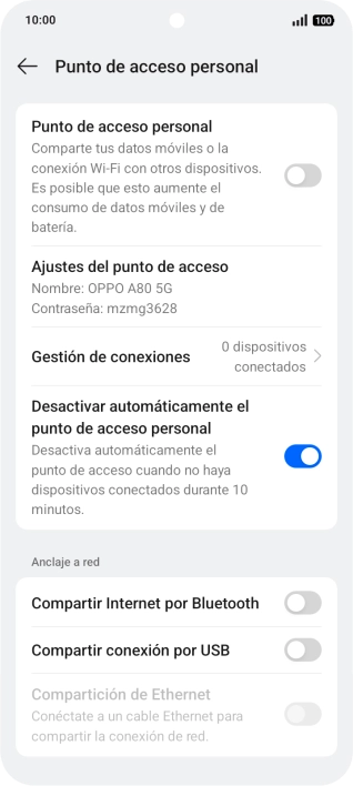 Pulsa Ajustes del punto de acceso.