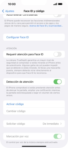 Pulsa Activar código e introduce un código de seguridad de libre elección dos veces seguidas.