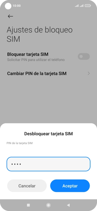 Introduce tu código PIN y pulsa Aceptar.