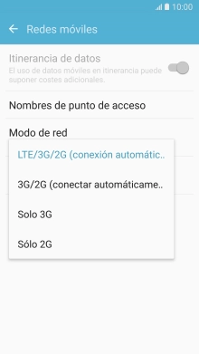 Pulsa el tipo de red deseado.