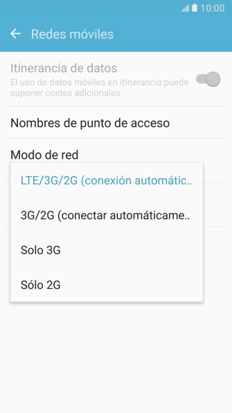 Pulsa el tipo de red deseado.