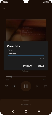 Introduce el nombre deseado de la lista de reproducción y pulsa CREAR.