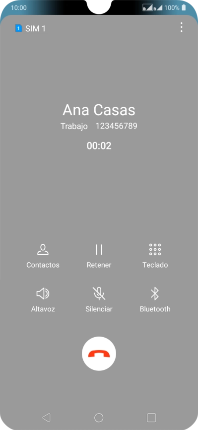 Pulsa el icono de finalizar llamada.