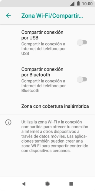 Pulsa Zona con cobertura inalámbrica.