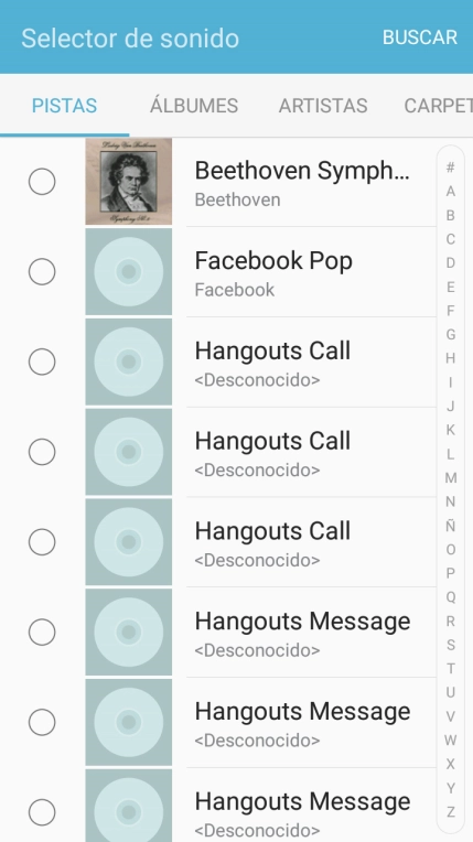 Pulsa los timbres de llamada deseados para escucharlos.
