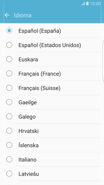 Pulsa el idioma deseado.