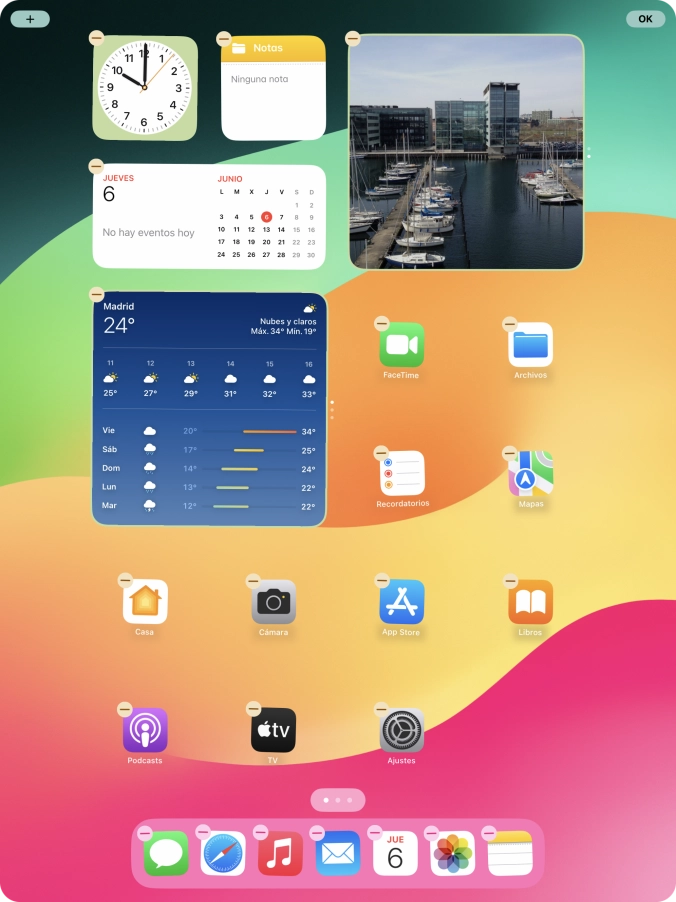 Pulsa el icono de página de pantalla de inicio.