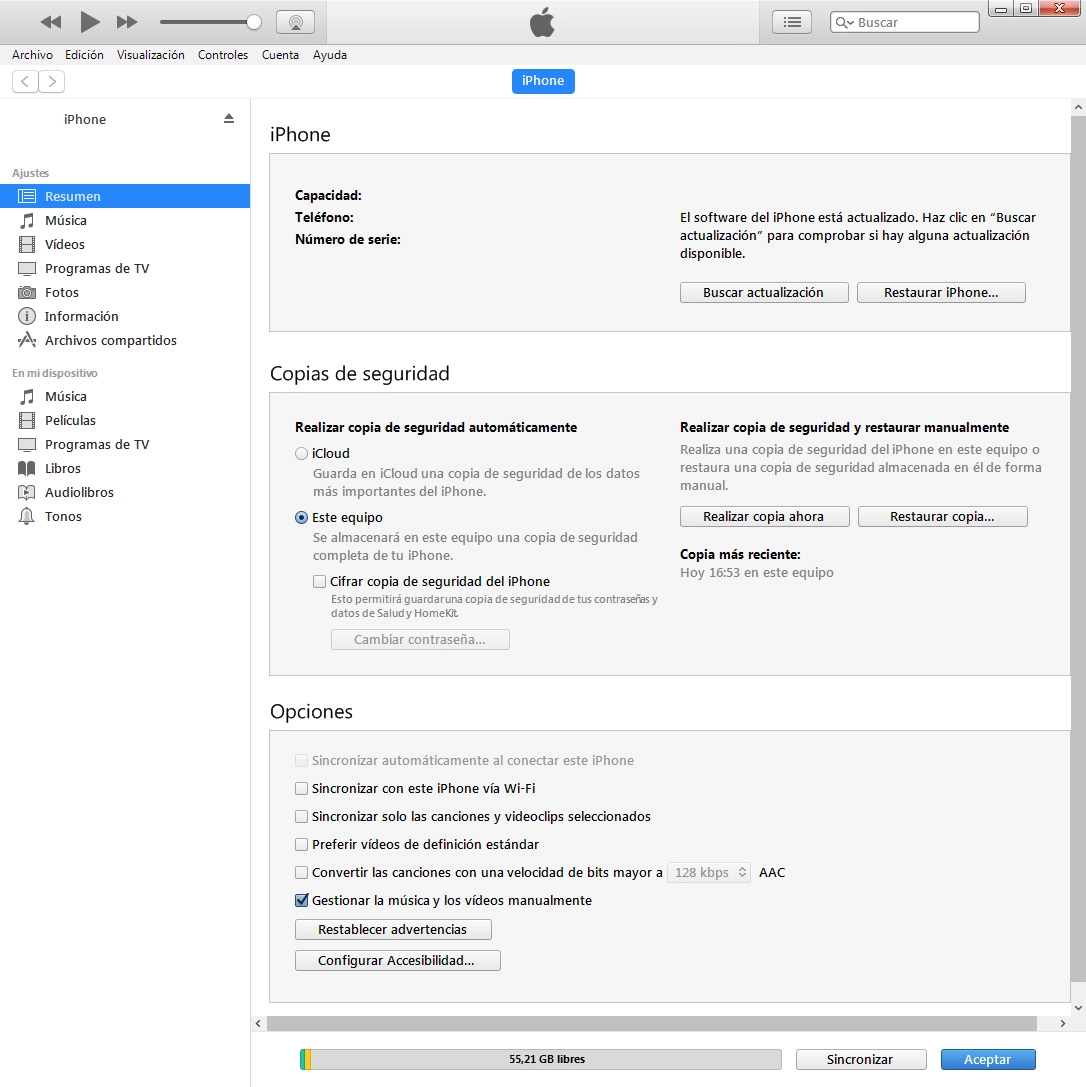 Haz clic en Restaurar copia....