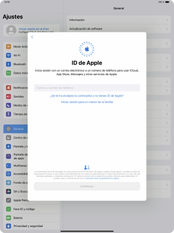 Si no tienes un ID de Apple, pulsa ¿Se te ha olvidado la contraseña o no tienes ID de Apple? y sigue las indicaciones de la pantalla para ver cómo crear un ID de Apple.