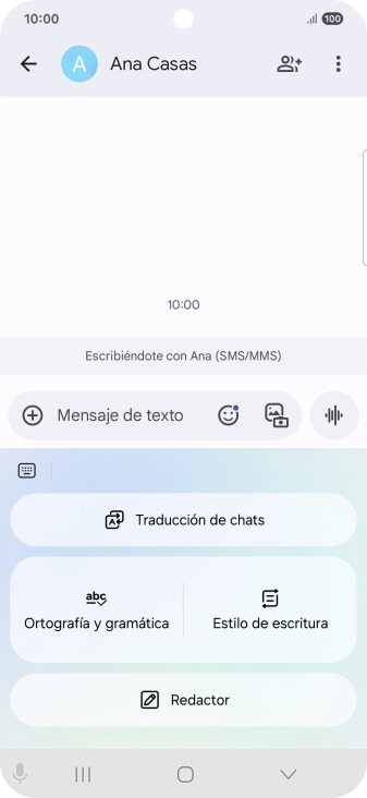 Para generar un texto, pulsa Redactor y sigue las indicaciones de la pantalla para utilizar la función.