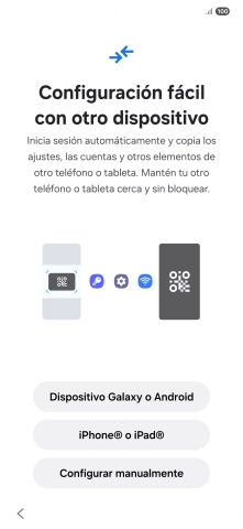 Pulsa la opción deseada para transferir contenido desde otro dispositivo y pulsa Configurar manualmente.