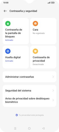 Pulsa Contraseña de la pantalla de bloqueo e introduce el código de seguridad extra que has creado anteriormente.