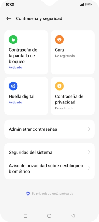 Pulsa Contraseña de la pantalla de bloqueo e introduce el código de seguridad extra que has creado anteriormente.