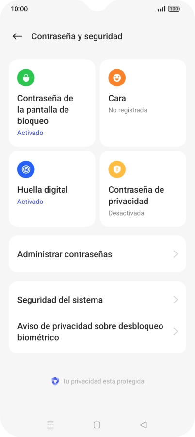 Pulsa Contraseña de la pantalla de bloqueo e introduce el código de seguridad extra que has creado anteriormente.
