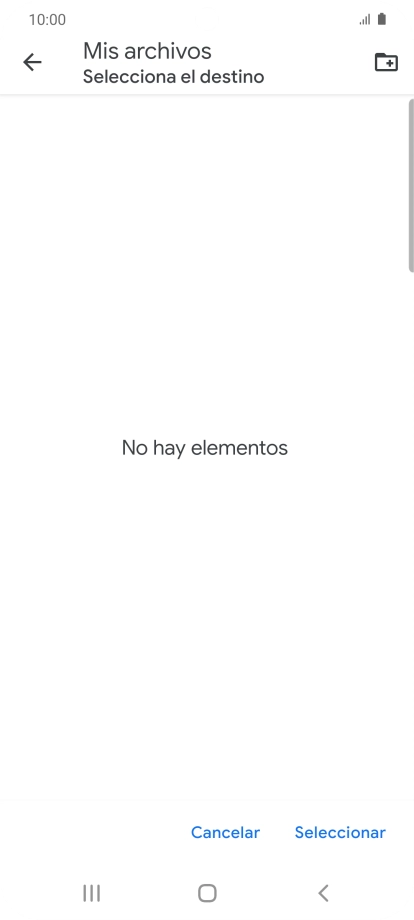 Si deseas crear una nueva carpeta, pulsa el icono de nueva carpeta y sigue las indicaciones de la pantalla para crearla.