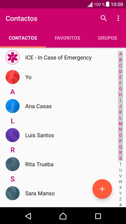 Pulsa el icono de nuevo contacto.