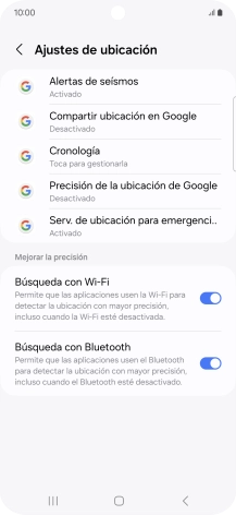 Pulsa Precisión de la ubicación de Google.