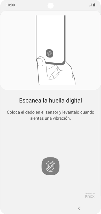Sigue las indicaciones de la pantalla para crear una huella digital como código de seguridad.