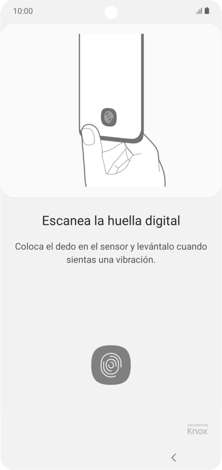 Sigue las indicaciones de la pantalla para crear una huella digital como código de seguridad.