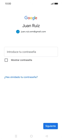 Pulsa Introduce tu contraseña e introduce la contraseña de tu cuenta de Google.