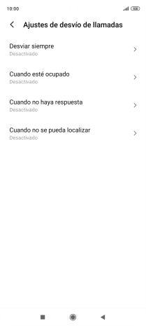 Pulsa el tipo de desvío deseado.