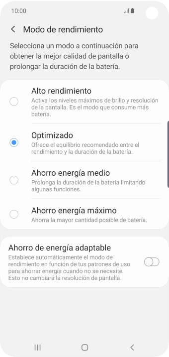 Pulsa el ajuste deseado para activar la función.
