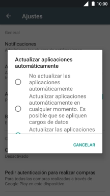 Para desactivar la actualización automática de apps, pulsa No actualizar las aplicaciones automáticamente.