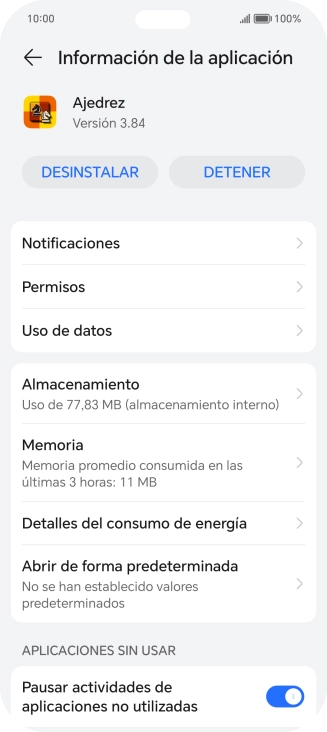 Pulsa Almacenamiento.