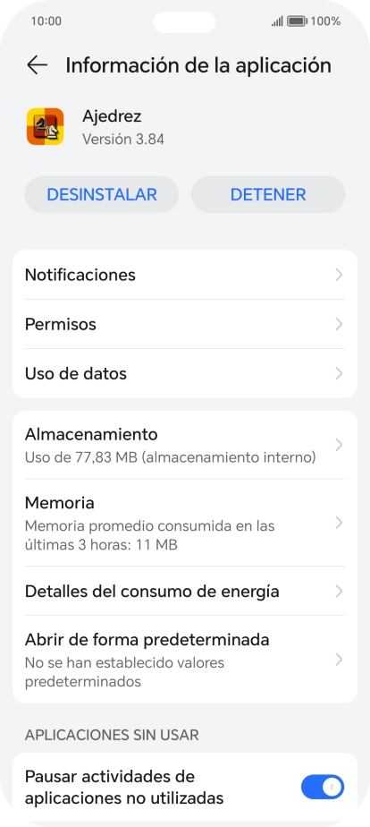 Pulsa Almacenamiento.