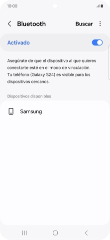 Pulsa el dispositivo Bluetooth deseado y sigue las indicaciones de la pantalla para vincular el dispositivo al teléfono.