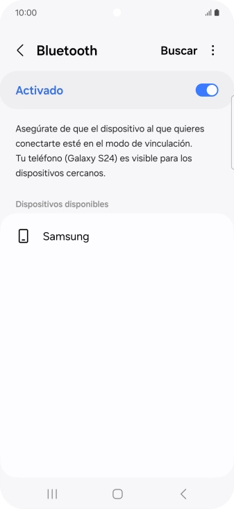 Pulsa el dispositivo Bluetooth deseado y sigue las indicaciones de la pantalla para vincular el dispositivo al teléfono.
