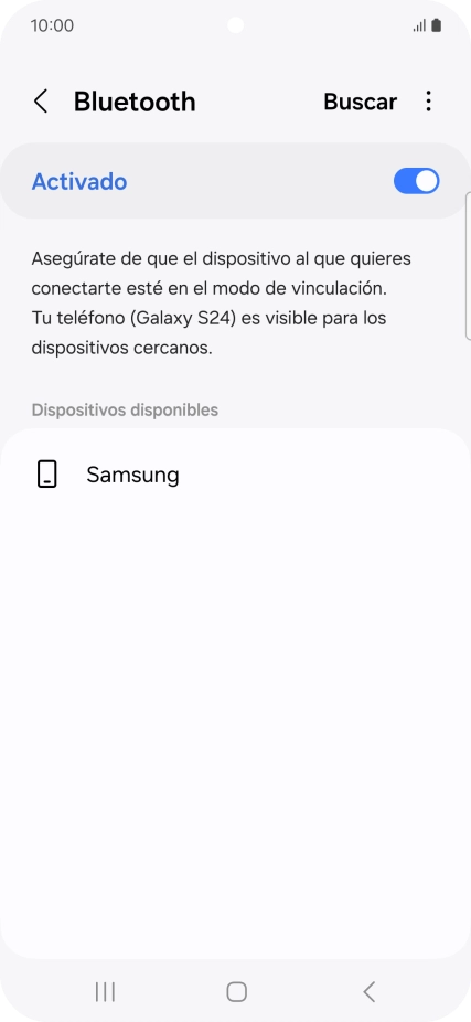 Pulsa el dispositivo Bluetooth deseado y sigue las indicaciones de la pantalla para vincular el dispositivo al teléfono.
