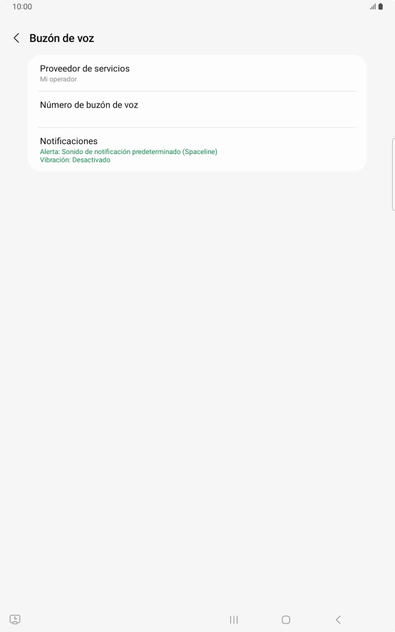 Pulsa Número de buzón de voz.