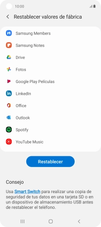 Pulsa Restablecer.