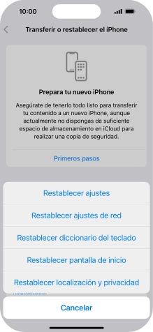 Pulsa Restablecer ajustes de red.