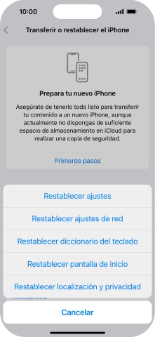 Pulsa Restablecer ajustes.