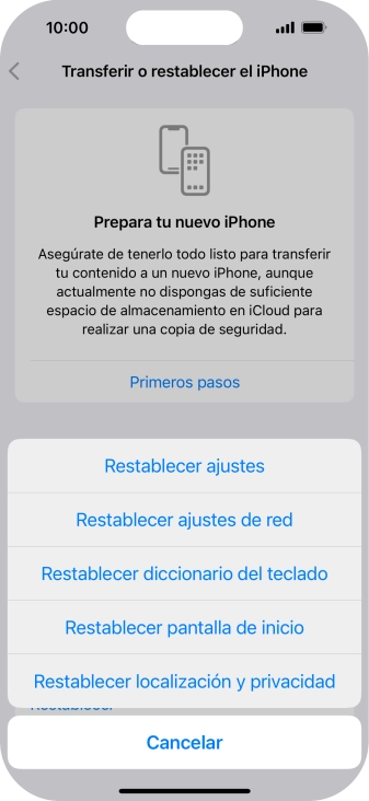 Pulsa Restablecer ajustes.