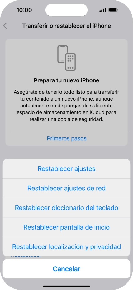 Pulsa Restablecer ajustes.