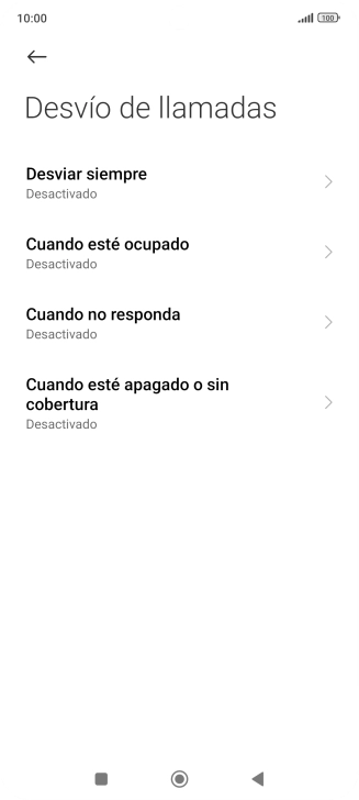 Pulsa el tipo de desvío deseado.
