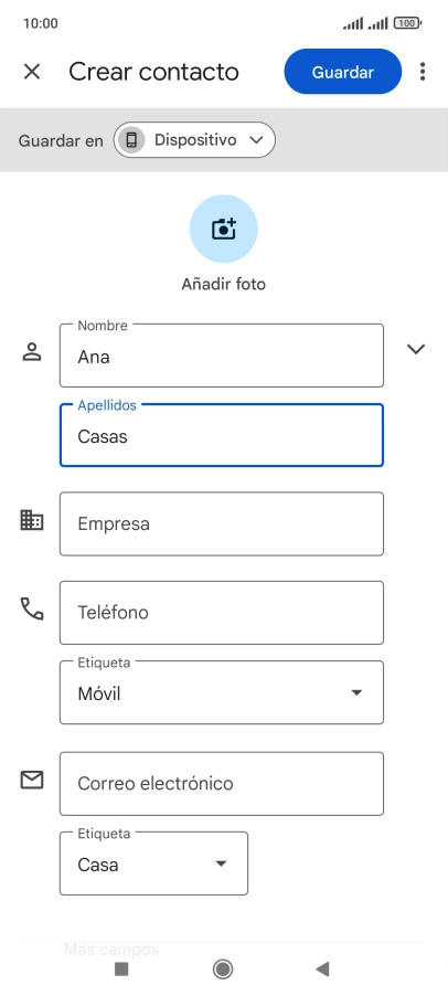 Pulsa Teléfono e introduce el número de teléfono deseado.