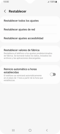 Pulsa Restablecer valores de fábrica.