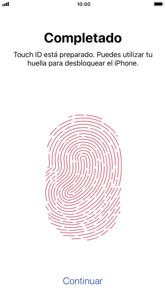 Pulsa Continuar. Si no has añadido anteriormente un código de seguridad, tendrás que introducir un código de libre elección dos veces consecutivas.