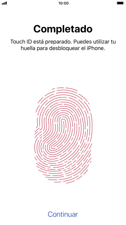 Pulsa Continuar. Si no has añadido anteriormente un código de seguridad, tendrás que introducir un código de libre elección dos veces consecutivas.