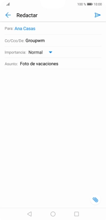 Pulsa en el campo de escritura  y escribe el texto del correo electrónico.