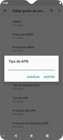 Introduce default y pulsa ACEPTAR.