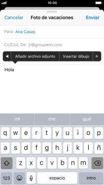 Pulsa Añadir archivo adjunto y sigue las indicaciones de la pantalla para adjuntar un documento.