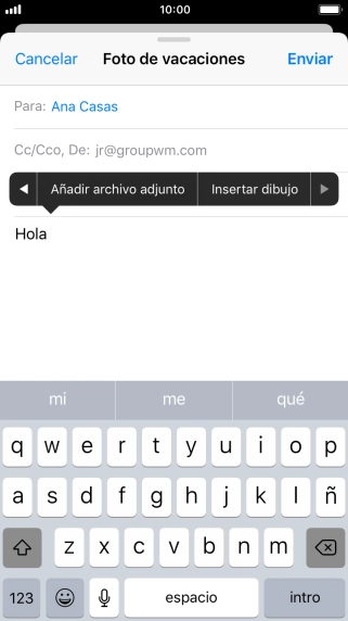 Pulsa Añadir archivo adjunto y sigue las indicaciones de la pantalla para adjuntar un documento.