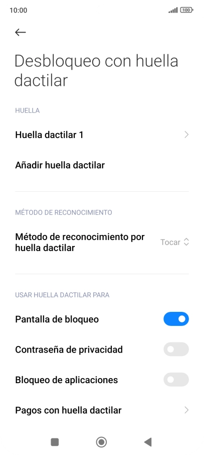 Pulsa  el indicador junto a los ajustes deseados para activarlos o desactivarlos.